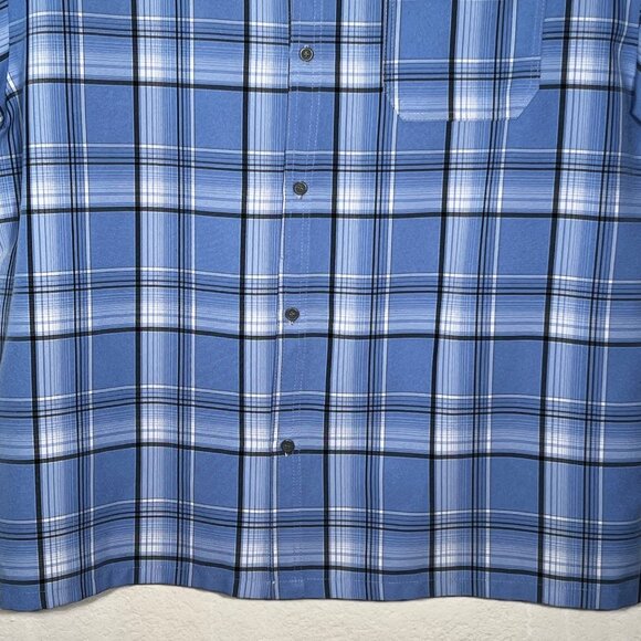 Men's Cal Top 2XLT Short Sleeve Plaid Checker Button Up Polyester Shirt Western - Picture 5 of 16